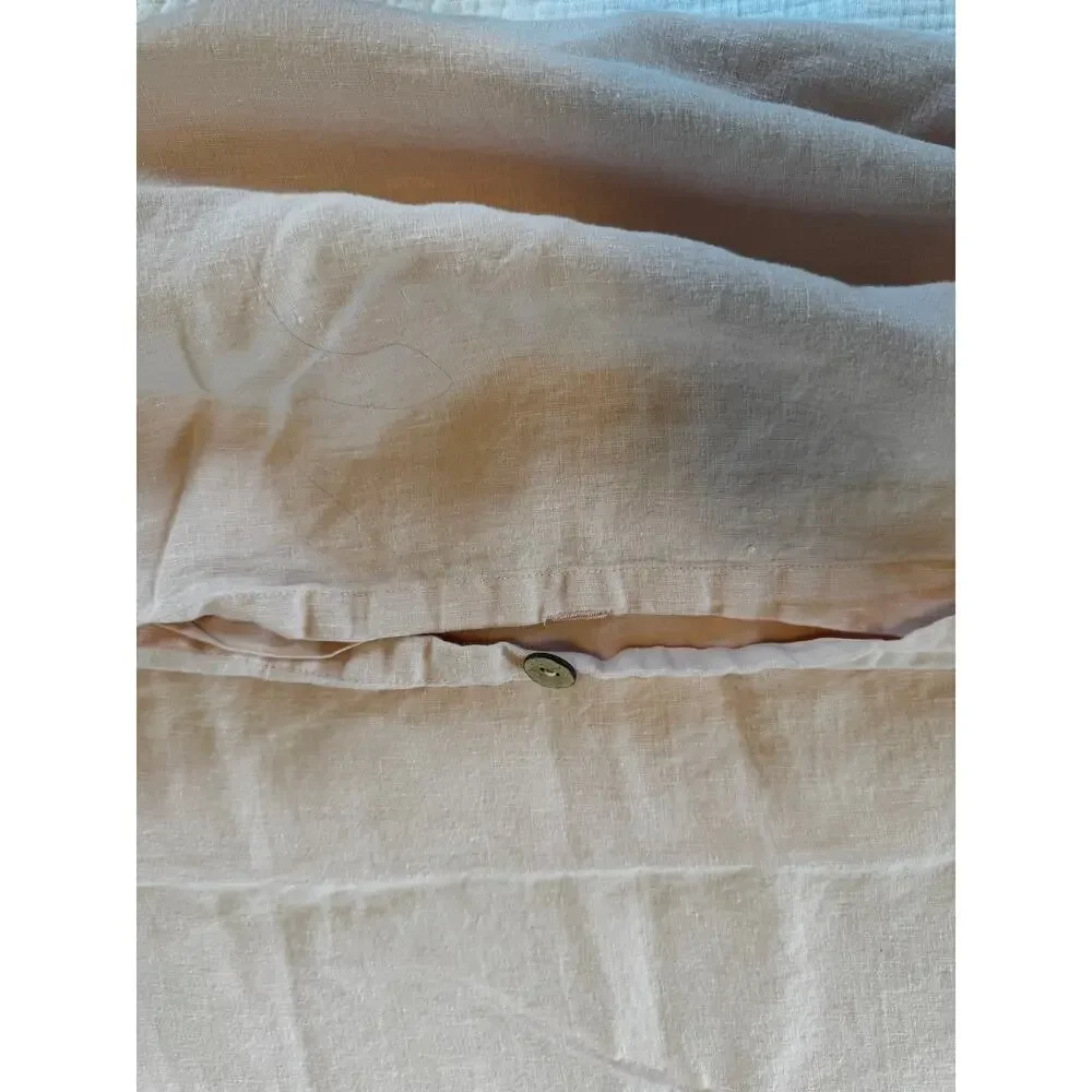 SIJO Home French Flax Linen Duvet Cover + 1 Sham Blush Pink Full/Queen Bedding